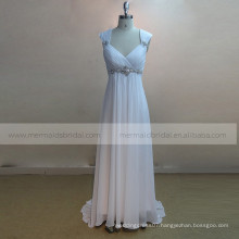 Lovely A-line Cap Sleeve Sweet Heart Pleated Chiffon Wedding Dress Beading On Waist